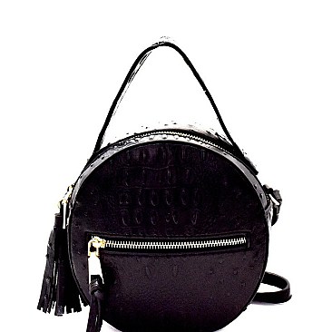 Ostrich Embossed Round Shoulder Bag MH-L0198