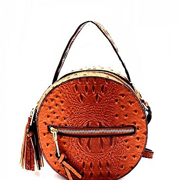 Ostrich Embossed Round Shoulder Bag MH-L0198