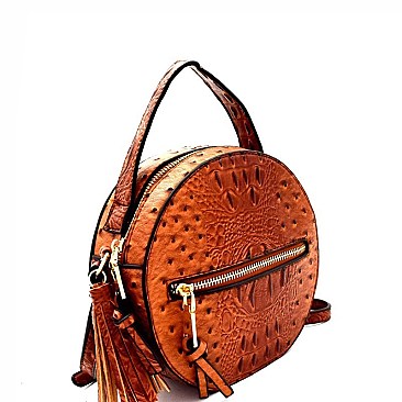 Ostrich Embossed Round Shoulder Bag MH-L0198