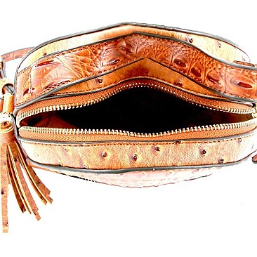 Ostrich Embossed Round Shoulder Bag MH-L0198