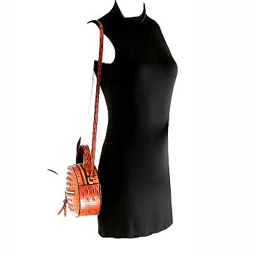 Ostrich Embossed Round Shoulder Bag MH-L0198