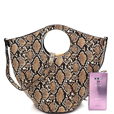 2 IN 1 FRINGED SNAKE PRINT SATCHEL
