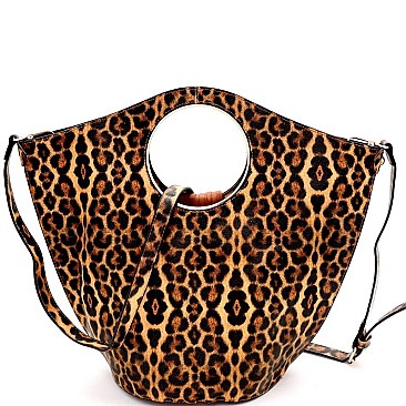 2 IN 1 LEOPARD PRINT FRINGED SATCHEL