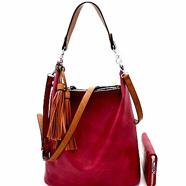 Tassel Accent 2-Way Hobo Wallet SET MH-LD1431W
