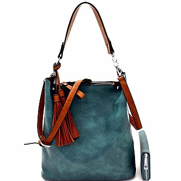 Tassel Accent 2-Way Hobo Wallet SET MH-LD1431W