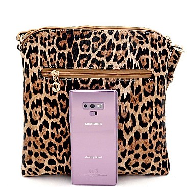 TASSEL ACCENT LEOPARD PRINT CROSS BODY MESSENGER