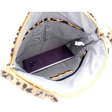 TASSEL ACCENT LEOPARD PRINT CROSS BODY MESSENGER