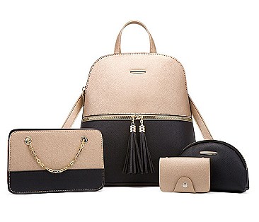 4 IN 1 Multi Compartment Backback Crossbody Shoulder & Wallet Set