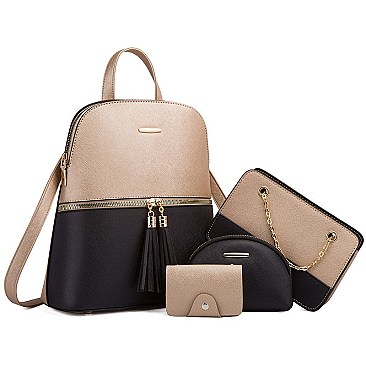 4 IN 1 Multi Compartment Backback Crossbody Shoulder & Wallet Set