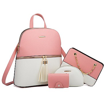 4 IN 1 Multi Compartment Backback Crossbody Shoulder & Wallet Set