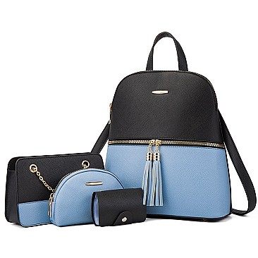 4 IN 1 Multi Compartment Backback Crossbody Shoulder & Wallet Set