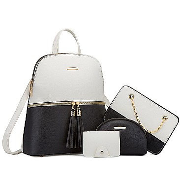 4 IN 1 Multi Compartment Backback Crossbody Shoulder & Wallet Set