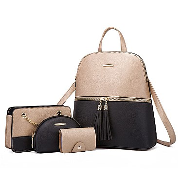 4 IN 1 Multi Compartment Backback Crossbody Shoulder & Wallet Set