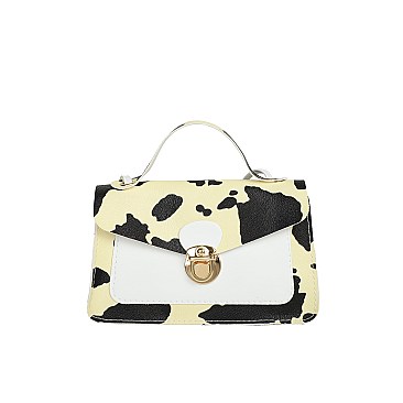 FRONT LOCK ACCENT COW DESIGN MINI CLUTCH