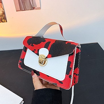 FRONT LOCK ACCENT COW DESIGN MINI CLUTCH