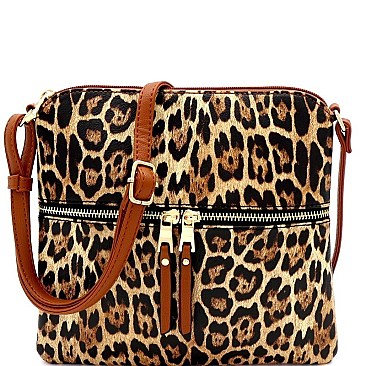 FRONT POCKET LEOPARD CROSS BODY MESSENGER
