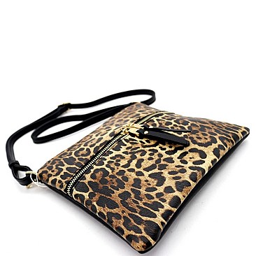 FRONT POCKET LEOPARD CROSS BODY MESSENGER