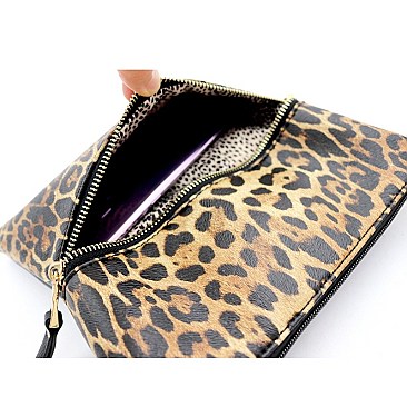 FRONT POCKET LEOPARD CROSS BODY MESSENGER