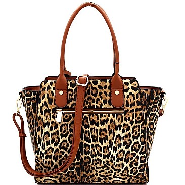 Leopard Print Wing Satchel Wallet SET