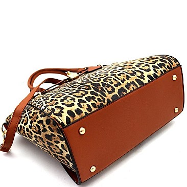 Leopard Print Wing Satchel Wallet SET