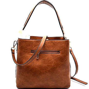 Front Pocket Leatherette 2-Way Hobo Bag