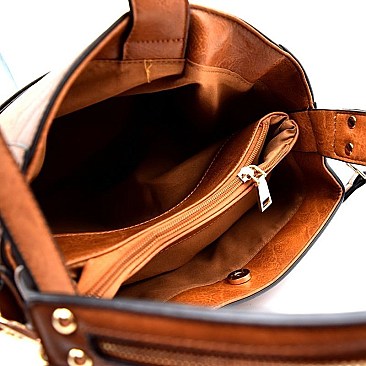 Front Pocket Leatherette 2-Way Hobo Bag