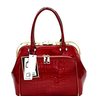 Multi-Pocket Crocodile Patent Frame Satchel Wallet MH-LP7086