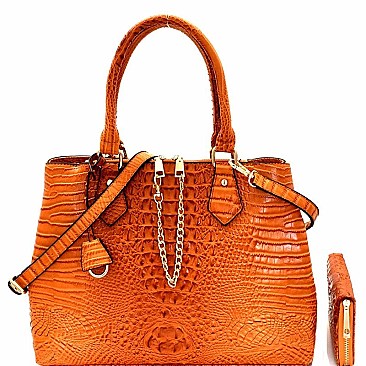 Chain Accent Crocodile 2-Way Satchel Wallet SET MH-LSD0161W