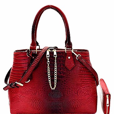 Chain Accent Crocodile 2-Way Satchel Wallet SET MH-LSD0161W