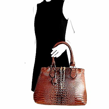 Chain Accent Crocodile 2-Way Satchel Wallet SET MH-LSD0161W