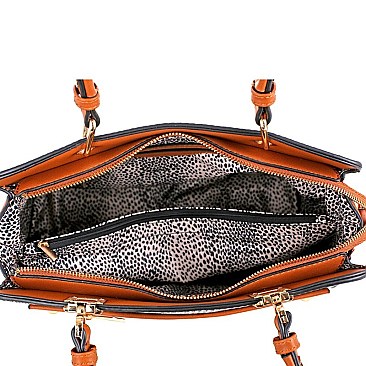 Checker Plaid Print Structured Satchel Wallet SET MH-LW1930