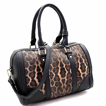 2 IN 1 LEOPARD PRINT BOSTON SATCHEL