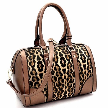 2 IN 1 LEOPARD PRINT BOSTON SATCHEL