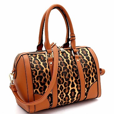 2 IN 1 LEOPARD PRINT BOSTON SATCHEL
