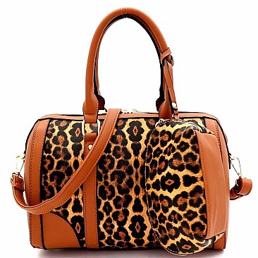 2 IN 1 LEOPARD PRINT BOSTON SATCHEL