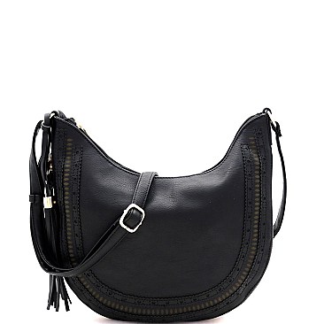 Expandable Laser-Cut Tassel Accent Hobo Messenger