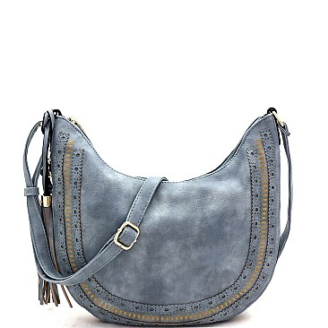 Expandable Laser-Cut Tassel Accent Hobo Messenger
