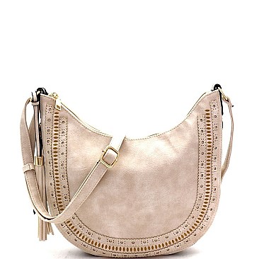 Expandable Laser-Cut Tassel Accent Hobo Messenger