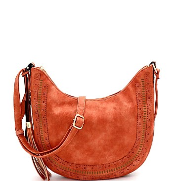 Expandable Laser-Cut Tassel Accent Hobo Messenger