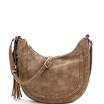 Expandable Laser-Cut Tassel Accent Hobo Messenger