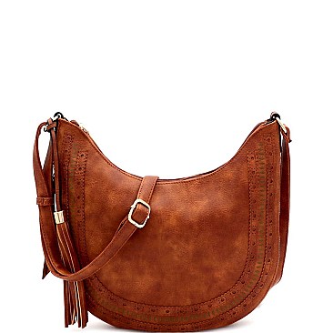 Expandable Laser-Cut Tassel Accent Hobo Messenger