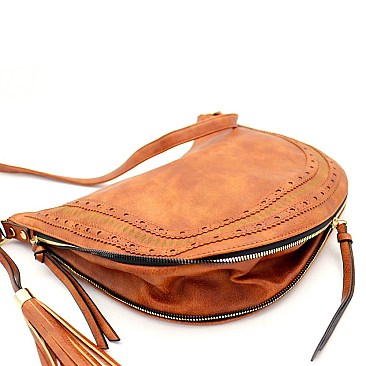 Expandable Laser-Cut Tassel Accent Hobo Messenger