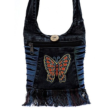 Bohemian Handicrafts Butterfly Cute Crossbody Bucket Bag