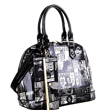 Magazine Print 2 in 1 Dome Satchel Value SET MH-MB1208S