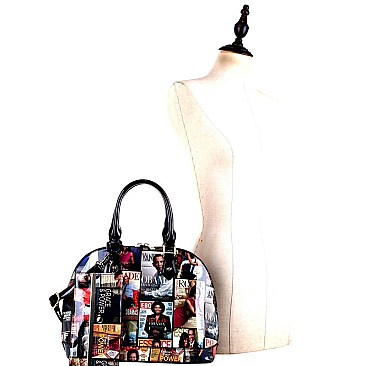 Magazine Print 2 in 1 Dome Satchel Value SET MH-MB1208S