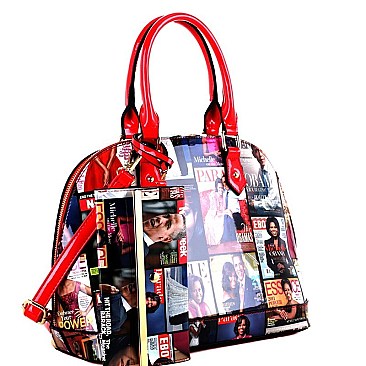 Magazine Print 2 in 1 Dome Satchel Value SET MH-MB1208S