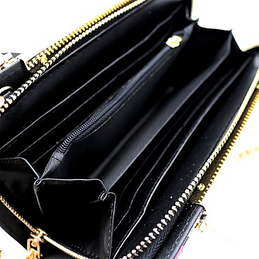 Smartphone Friendly Magazine Print Metal Handle Wallet Cross Body MH-MB5013