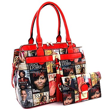 Michelle Obama Tassel Accent 2 in 1 Satchel Set MH-MB5014S