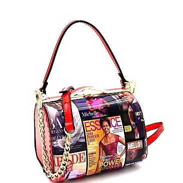 Obama Mag Print Patent 2-Way Satchel