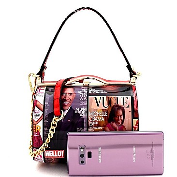 Obama Mag Print Patent 2-Way Satchel
